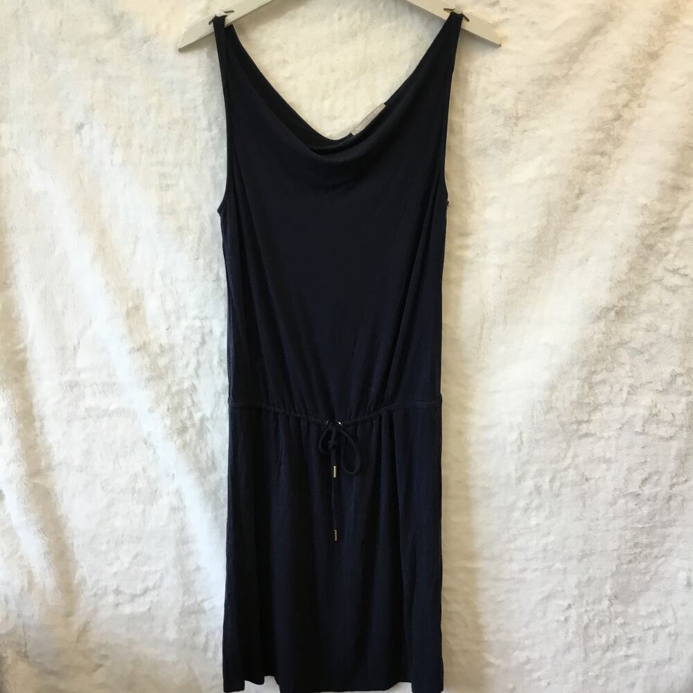 Banana Republic Navy Midi Tied V-Neck Dress - Picture 8 of 13